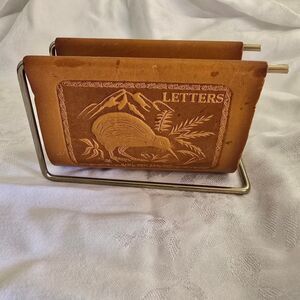 Vintage Genuine Leather Letter‎ Rack Bt Rata Of  CHRISTCHURCH, NEW ZEALAND Made